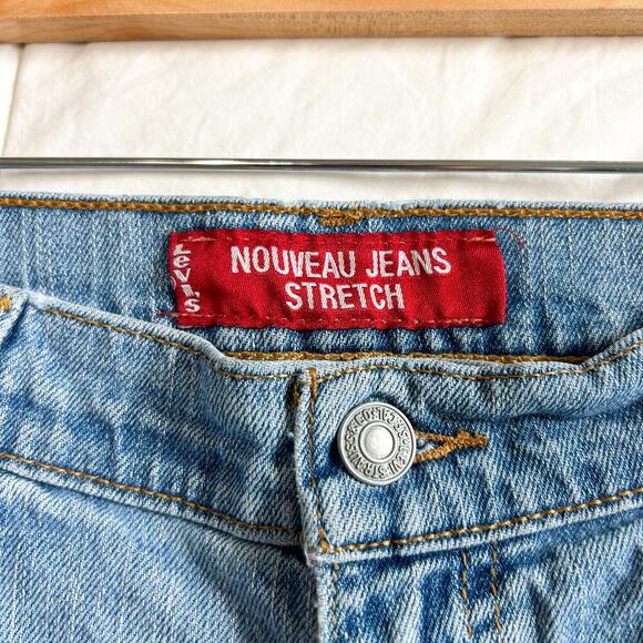 Vintage Levi’s Nouveau Jeans Stretch Cutoff Denim Shorts Blue Women’s Size 12 - Picture 2 of 4